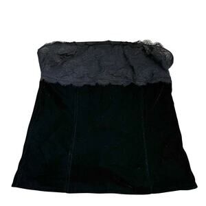 Free People Velvet Strapless Top Large Lace Trim Tube Top Y2K Goth Whimsigoth